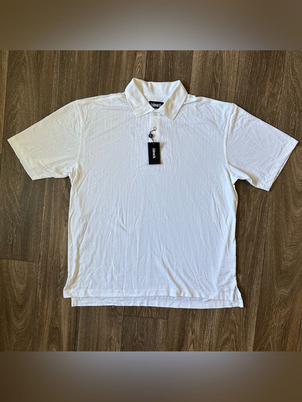 Mens White Ashworth Waffle Knit Golf Polo Dry-Tech Sz XL Vintage 90’s 2000’s NWT